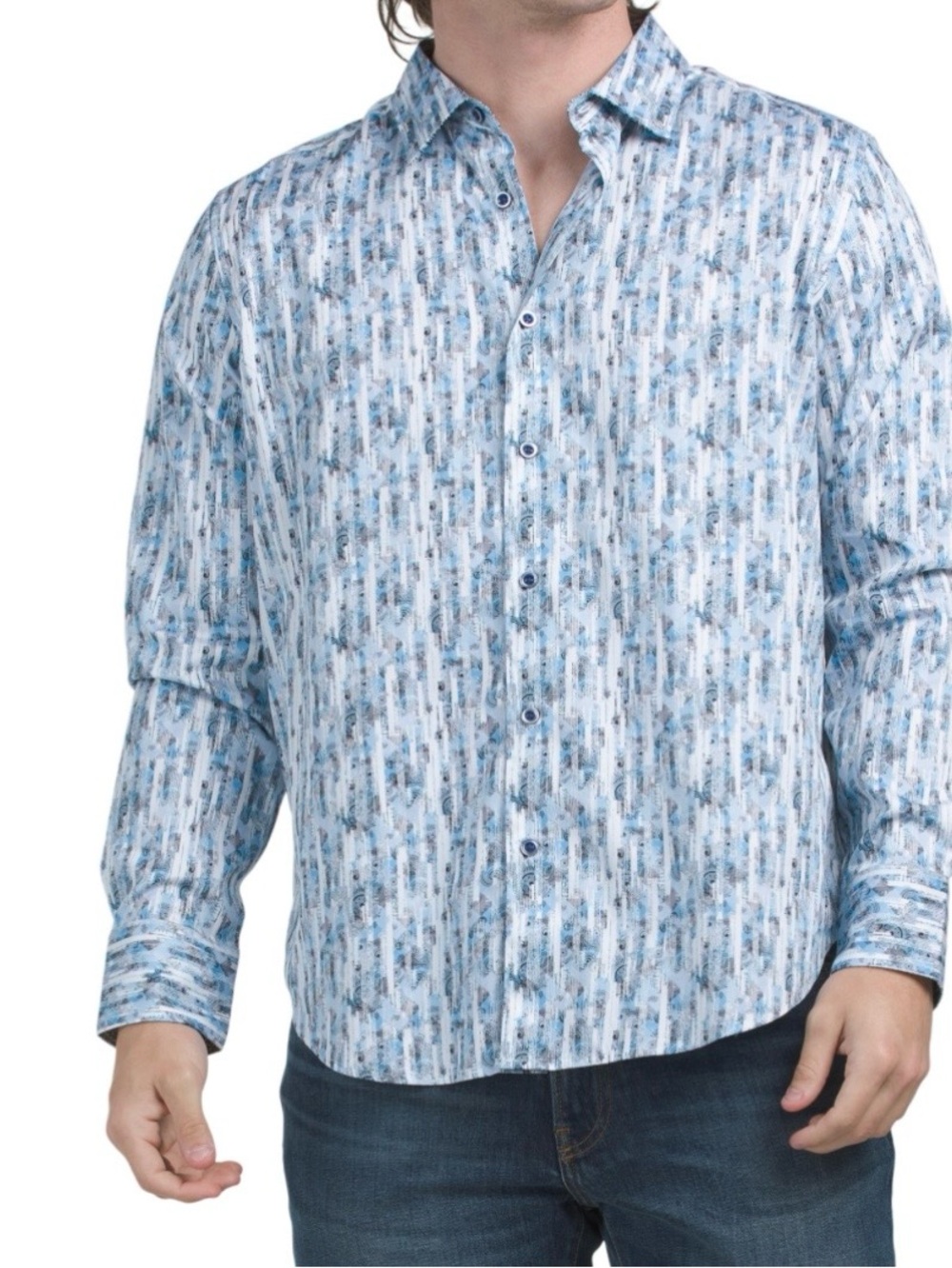 NWT robert graham eldert blue print long sleeve shirt size small
